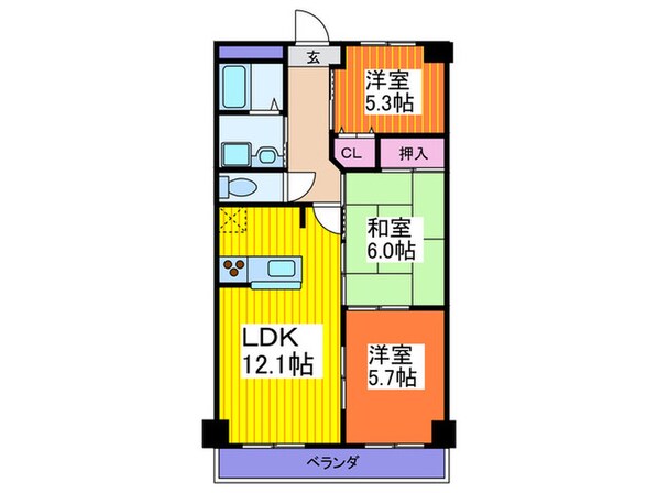 ヴェルデュ－ル石切の物件間取画像